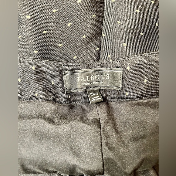 Talbots Pants Black with Gold Sparkle Dot Ankle Length Dressy size 18 W Petite - Picture 13 of 16